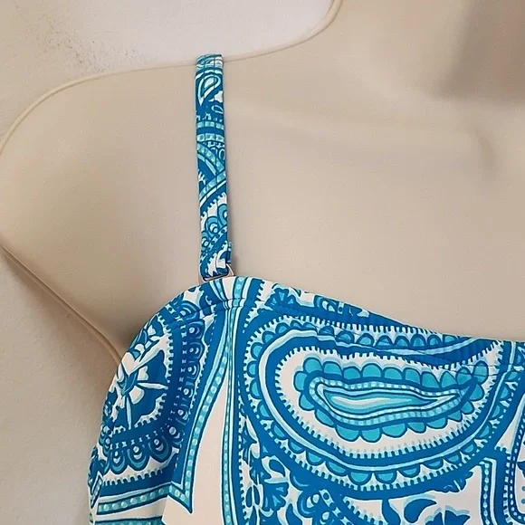 Beach House tankini top Blue Double Cross Back Strap Sz 10 - Picture 5 of 14